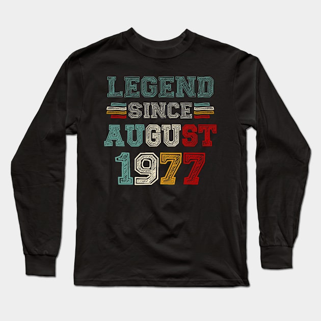 46 Years Old Legend Since August 1977 46th Birthday Long Sleeve T-Shirt by Vintage White Rose Bouquets